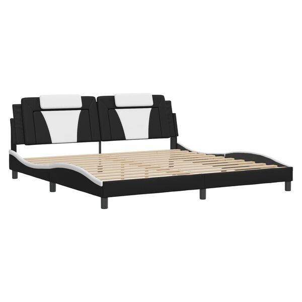 vidaXL Bed Frame "Viana" with LED without Mattress Black and White 200x200 cm