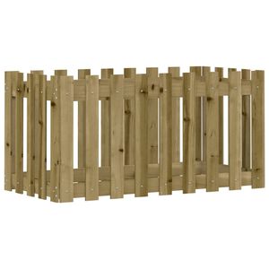 vidaXL Odlingsl&aring;da med staket-design 100x50x50 cm impregnerad furu