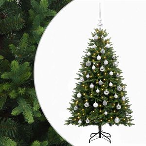 vidaXL Konstgjord julgran med kulor 120 cm 150 LED-lampor Varmvit