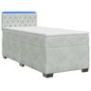 vidaXL Boxspring s&auml;ng med madrass och LED Ljusgr&aring; 90 x 200 cm Sammet