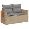 vidaXL Tr&auml;dg&aring;rdssoffa 2-sits med dynor konstrotting beige