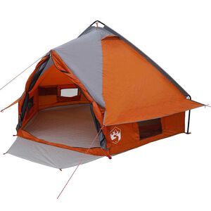 vidaXL T&auml;lt f&ouml;r 4 personer med tak Gr&aring; och orange 388 x 320 x 169 cm