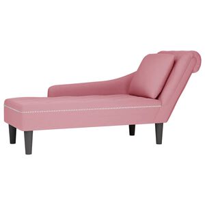 vidaXL Sch&auml;slong med kudde och h&ouml;ger armst&ouml;d rosa sammet