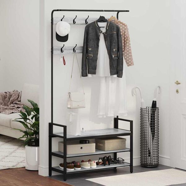 vidaXL Kl&auml;dh&auml;ngare Gr&aring; Sonoma 95 x 34 x 184 cm Konstruerat tr&auml;