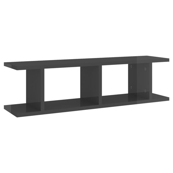 vidaXL Vägghyllor 2 st grå högglans 75x18x20 cm konstruerat trä