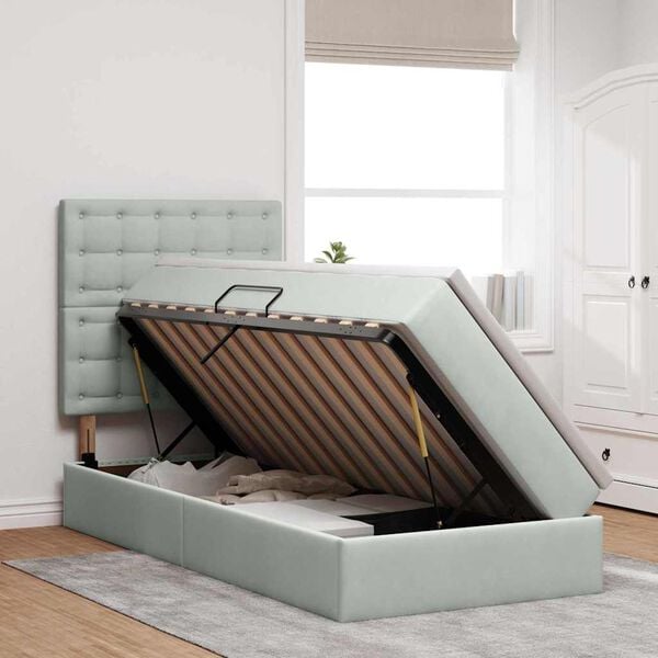 vidaXL F&ouml;rvaringss&auml;ng med madrass Ljusgr&aring; 100 x 200 cm Sammet