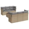 vidaXL Matgrupp f&ouml;r tr&auml;dg&aring;rden med dynor 7 delar beige konstrotting