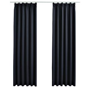 vidaXL M&ouml;rkl&auml;ggningsgardiner med krokar 2 st antracit 140x175 cm