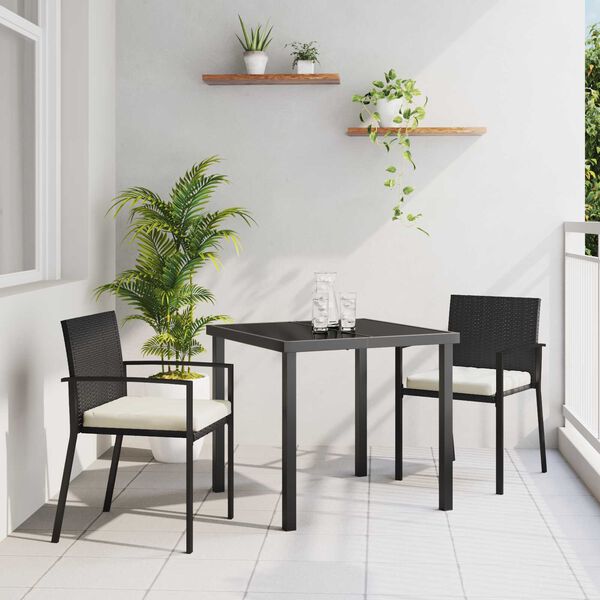 vidaXL Tr&auml;dg&aring;rdsm&ouml;belset 3 pcs Svart Pulverlackerat st&aring;l
