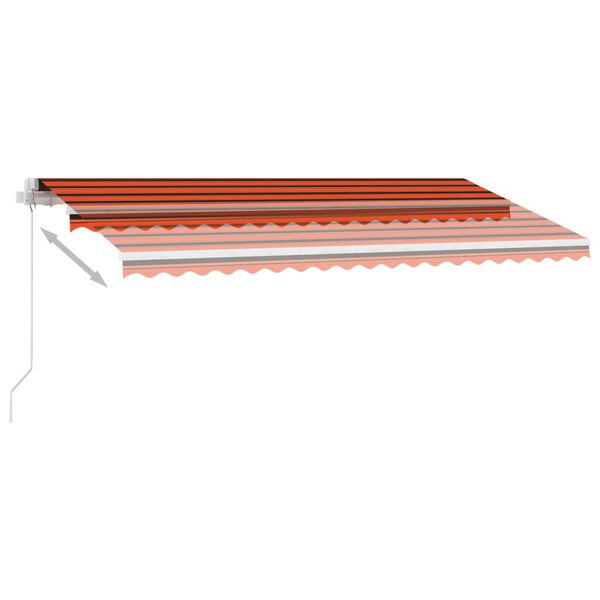vidaXL Markis manuellt inf&auml;llbar med LED 400x300 cm orange och brun