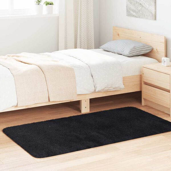 vidaXL Ryamatta med l&aring;ng lugg NAVARRA svart 80x150 cm polyester