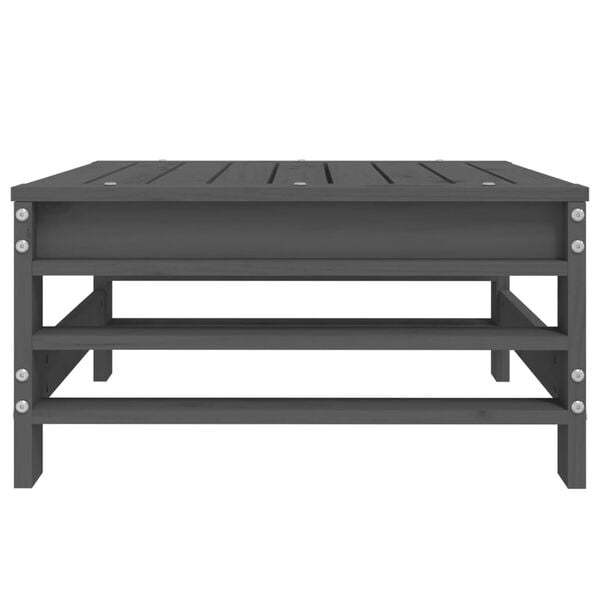 vidaXL Fotpall för trädgården grå massiv furu