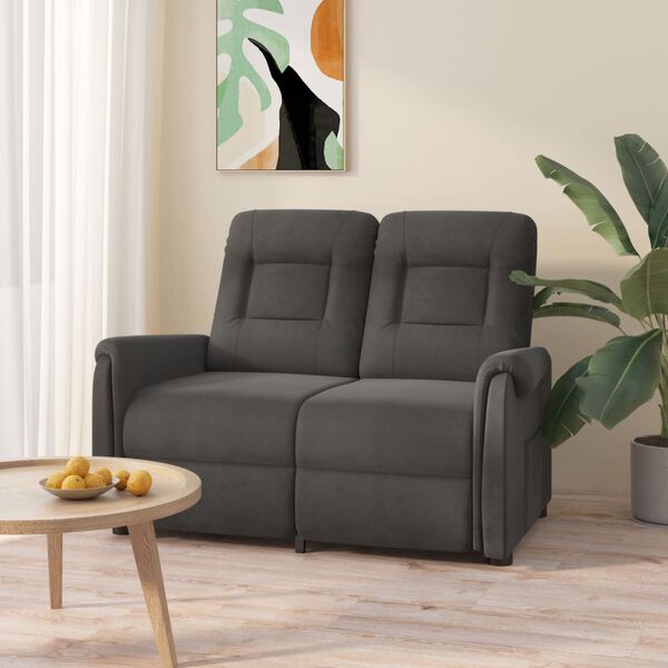 vidaXL Massagef&aring;t&ouml;lj 2-sits m&ouml;rkgr&aring; mikrofibertyg