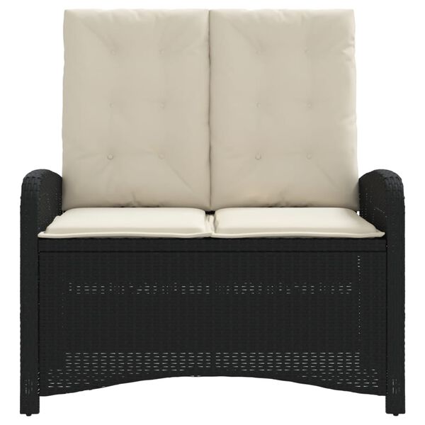 vidaXL Justerbar tr&auml;dg&aring;rdsb&auml;nk med dynor svart konstrotting