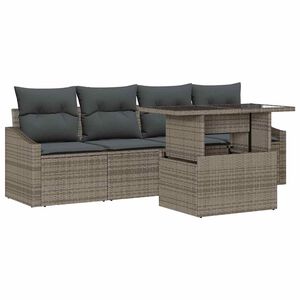 vidaXL Tr&auml;dg&aring;rdsoffset med lagring 5 pcs Gr&aring; Poly rattan