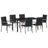 vidaXL Tr&auml;dg&aring;rdsm&ouml;belset 7 pcs Svart Pulverlackerad st&aring;l