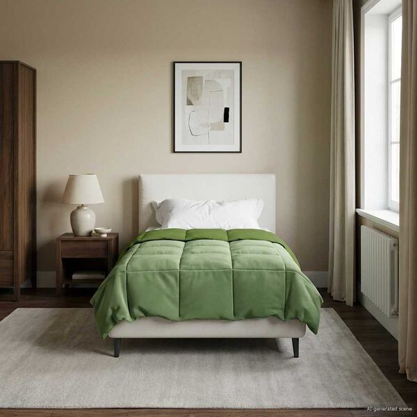 vidaXL Full &Aring;rs-Duvet Quiltad Gr&ouml;n 155 x 220 cm Mikrofiber