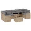 vidaXL Matgrupp f&ouml;r tr&auml;dg&aring;rden med dynor 8 delar beige konstrotting