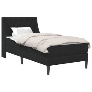 vidaXL S&auml;ngram med madrass med huvudgavel Svart 90 x 190 cm Sammet