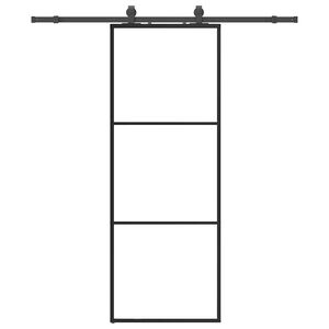 vidaXL Skjutd&ouml;rr med beslag svart 76x205 cm ESG-glas