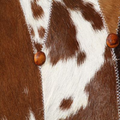 vidaXL Öronlappsfåtölj brun och vit äkta hårigt läder