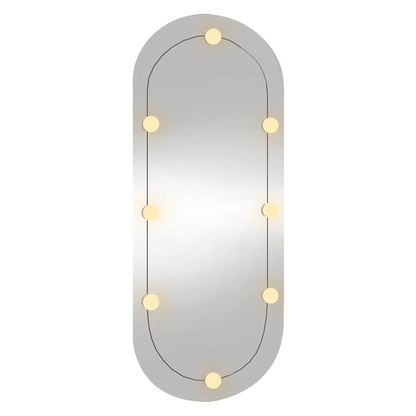 vidaXL V&auml;ggspegel med LED-belysning 25x60 cm glas oval