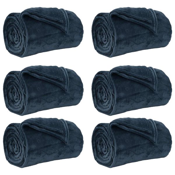 vidaXL Filtar 6 pcs M&ouml;rkbl&aring; 150 x 200 cm Fleece