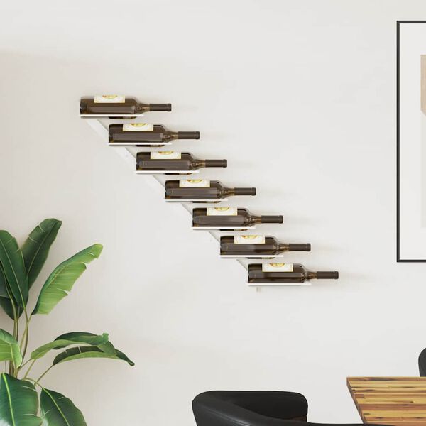 vidaXL V&auml;ggmonterat vinst&auml;ll f&ouml;r 7 flaskor vit metall