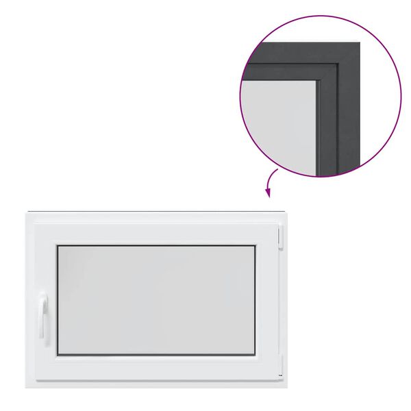 vidaXL Källarfönster "RISOR" 90x70 cm Tilt- och vridfönster DIN höger antracit