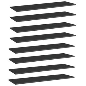 vidaXL Hyllplan 8 st svart h&ouml;gglans 100x30x1,5 cm konstruerat tr&auml;