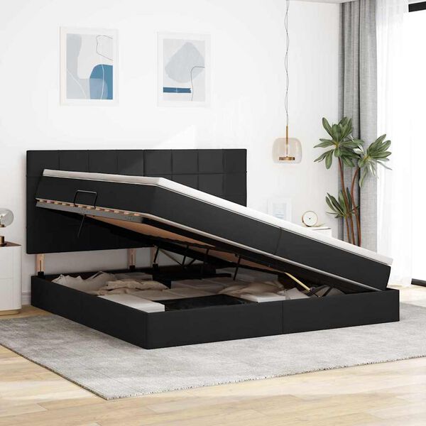 vidaXL F&ouml;rvaringss&auml;ng med madrass Svart 200 x 200 cm Polyester