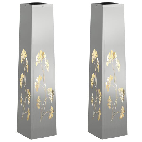 vidaXL Solar LED Stig Ljus 2 pcs Galvaniserad Galvaniserad