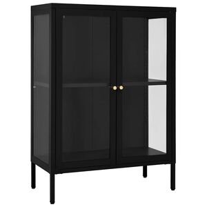 vidaXL Sk&auml;nk svart 75x35x105 cm st&aring;l och glas