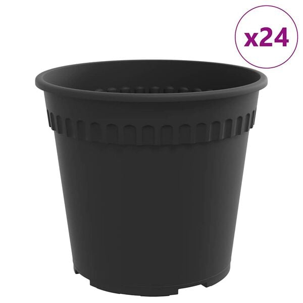 vidaXL Rund Blomkruka 24 pcs Svart &Oslash; 17 x 14 cm Plast