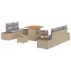 vidaXL Tr&auml;dg&aring;rdsoffset 8 st 7-Antal sittplatser Beige Poly rattan