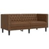 vidaXL Soffgrupp chesterfield 3 delar brun konstmocka