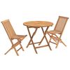 vidaXL 3-delad hopf&auml;llbar tr&auml;dg&aring;rdsbistro-set Naturlig Massivt teaktr&auml;