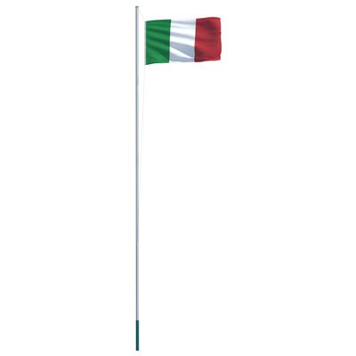 vidaXL Italiens flagga och flaggstång i aluminium 6,2 m