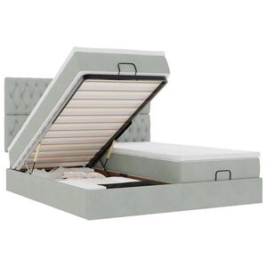 vidaXL Ottoman s&auml;ngram med madrasser ljusgr&aring; 160x200 cm sammet