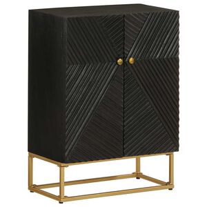 vidaXL Sk&auml;nk svart 55x30x76 cm massivt mangotr&auml; och j&auml;rn