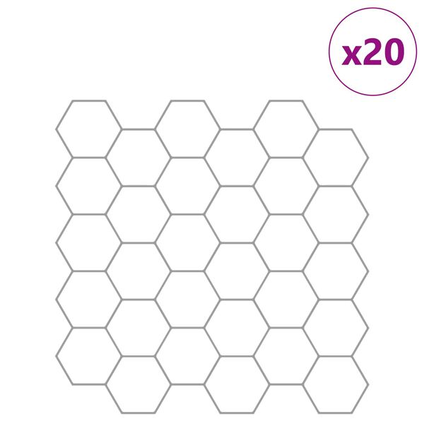 vidaXL Hexagonplatta 20 pcs Vit gr&aring; 30 x 30 cm Polyuretan och PET