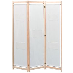 vidaXL Rumsavdelare 3 paneler gr&auml;ddvit 120x170x4 cm tyg