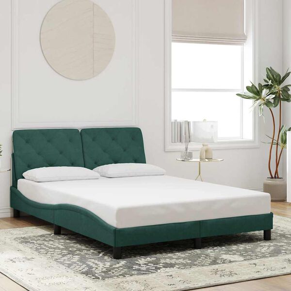 vidaXL Bed Frame without Mattress Dark Green 140x200 cm Velvet