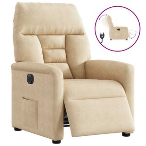 vidaXL Elektrisk reclinerf&aring;t&ouml;lj gr&auml;ddvit mikrofibertyg