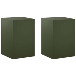 vidaXL V&auml;xtst&auml;ll 2 pcs Olivgr&ouml;n 40 x 40 x 60 cm St&aring;l