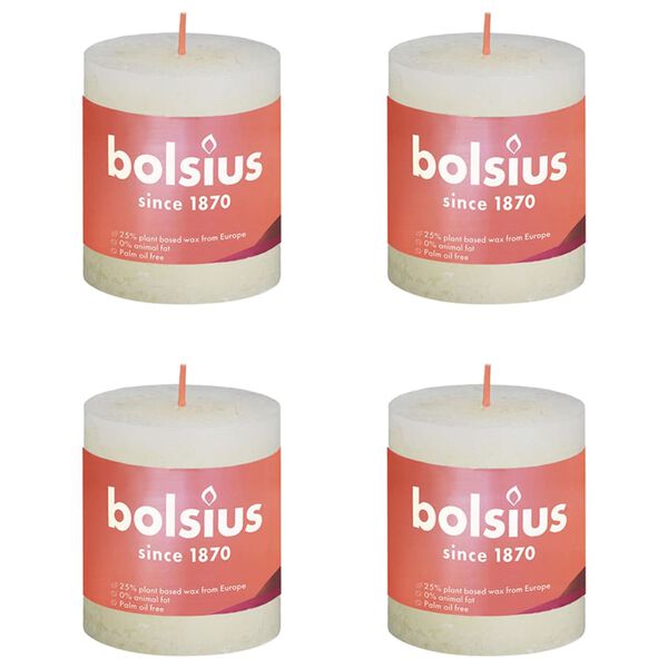 Bolsius Rustika blockljus 4-pack 80x68 mm mjuk p&auml;rla