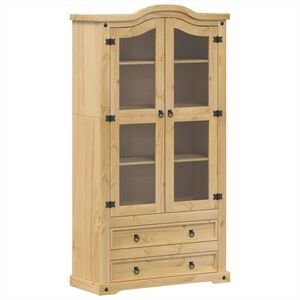 vidaXL Vitrinsk&aring;p med glasd&ouml;rrar Corona 99x43x187 cm massiv furu