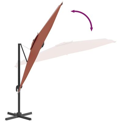 vidaXL Frihängande parasoll med aluminiumstång terrakotta 400x300 cm