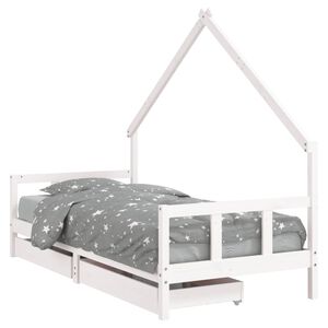vidaXL S&auml;ngram med l&aring;dor f&ouml;r barn vit 90x190 cm massiv furu