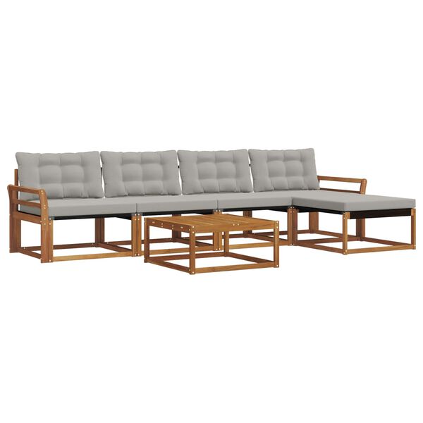 vidaXL Utomhussoffset med kudde 6 pcs Naturlig och Ljus Gr&aring;